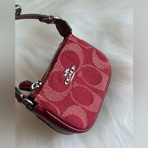 NWT Coach Mini Nolita Bag Charm In Signature Denim Silver/True Red CDB23